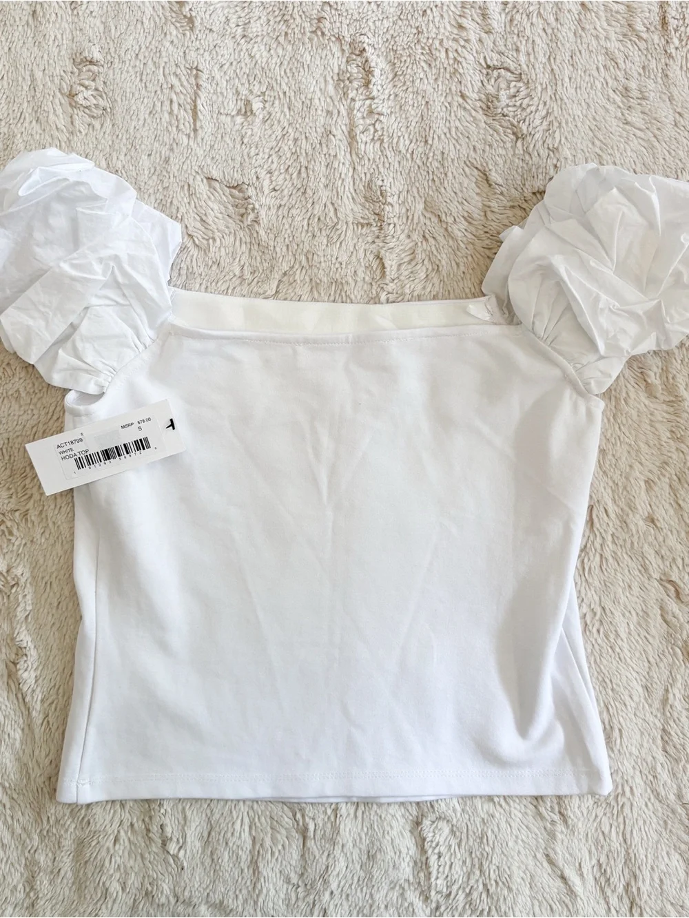 ASTR The Label Hoda Top Small White Puff Sleeve Square Neck NWT